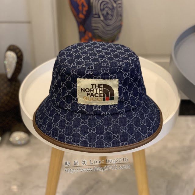 Gucci北面聯名款帽子 古馳水洗牛仔漁夫帽遮陽帽  mm1659